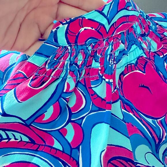 Lilly Pulitzer Elsa Blouse Top in Reel Me In 100% Silk Mermaid Core Vacation Sm - Picture 8 of 12